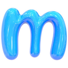 Balloon Font m Blue Color 3D Render