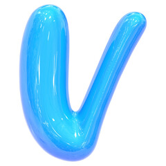 Balloon Font v Blue Color 3D Render