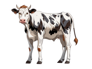 Vector cartoon brown cow on a transparent png background