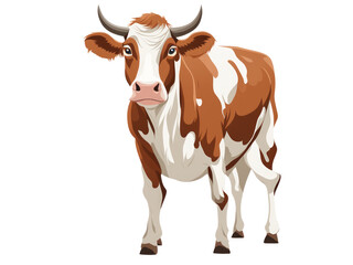 Vector cartoon brown cow on a transparent png background