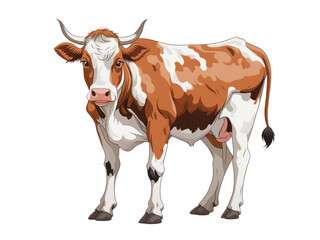 Vector cartoon brown cow on a transparent png background