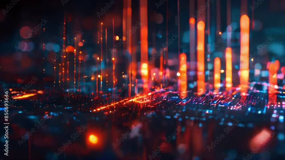Poster ascending analytics a close up of a financial chart showing upward growth with futuristic icons. in 