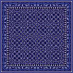 Obraz premium Hijab scarf flower abstract pattern.Ethnic geometric ornament with frame motif border hijab pattern.Design for fabric,print,scarves,shawl,kerchief,bandana,clothing,pareo,pillows,tablecloth,decoration.