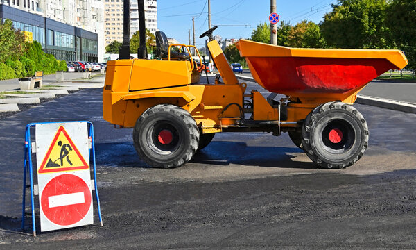 Mini dumper on roadwork