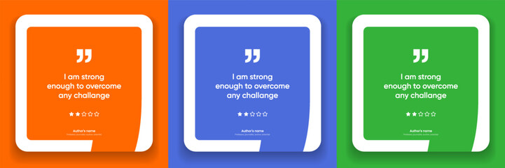 3D bubble testimonial banner, quote, infographic. Social media post template designs for quotes. Empty speech bubbles, quote bubbles and text box. Vector Illustration EPS10.