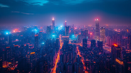 Fototapeta premium Aerial View of City Network of Beijing Skyline.