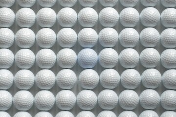 Rows of white golf balls