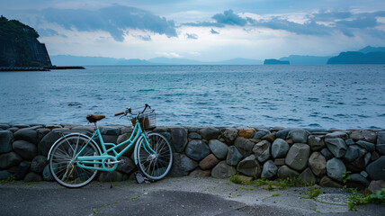Fototapeta premium bicycle on the seaside bridge. happy bicycle day