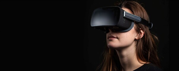 someone wearing a virtual reality headset. a sophisticated VR technology in the future, gadgets, the concept of artificial intelligence technology in the future. Man using virtual reality headset. 