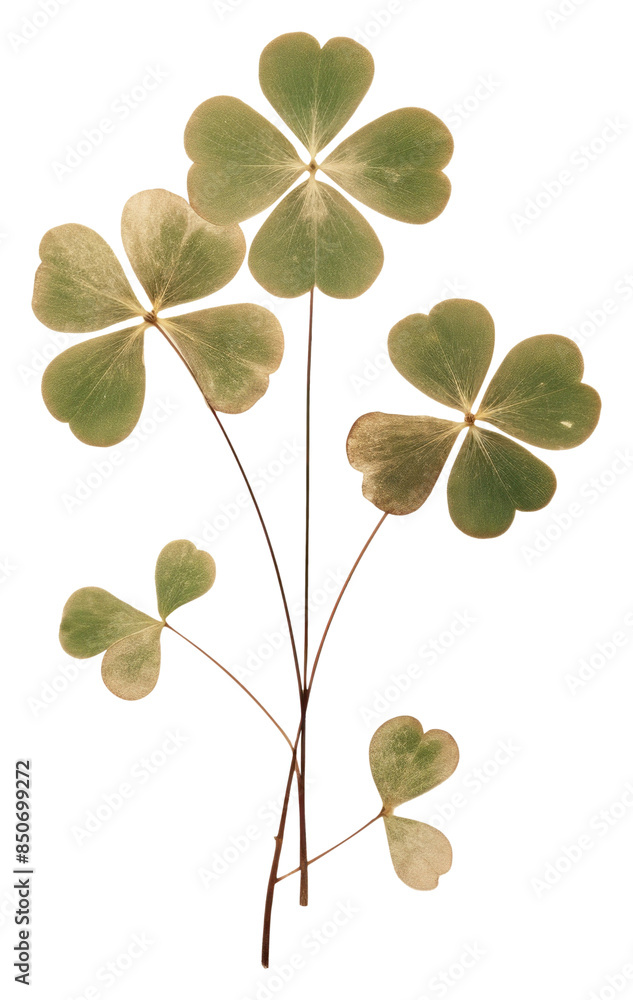 Sticker png real pressed a shamrock leafs plant art pattern.