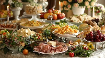 Elegant Dining: Exquisite Table Setting with Fresh Foods and Decor