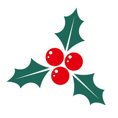 Holly berry Christmas icon. Vector illustration