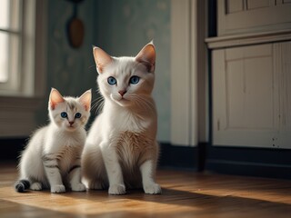 A collection of cats and their typical companions, a dog and a mouse