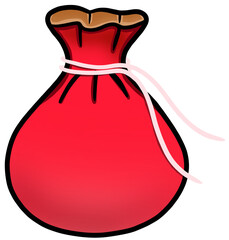 Bright red Christmas gift bag clip art