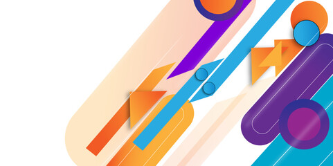 Vector Modern colorful and white abstract geometric banner background. Tech banner with square, triangle shapes.