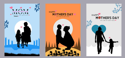 Happy Mother's Day wishes with heart. Vector symbols of love in the shape of a heart for greeting card design. Respect for mother's.