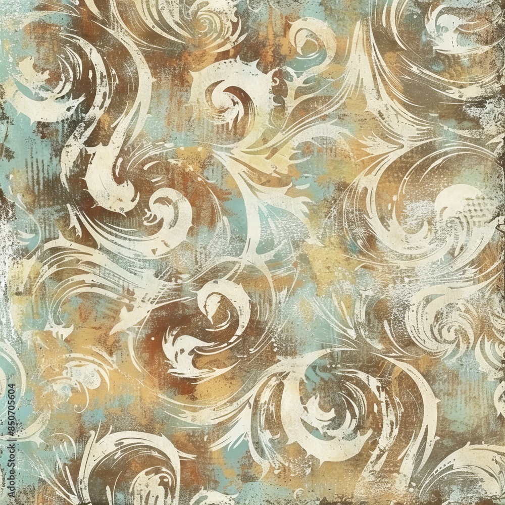 Poster the pattern is seamless and white with a grungy classic abstract design overlay. the pattern is mono