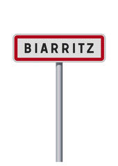 Panneau d'entrée de la ville de Biarritz (Pyrénées-Atlantiques) en vectoriel