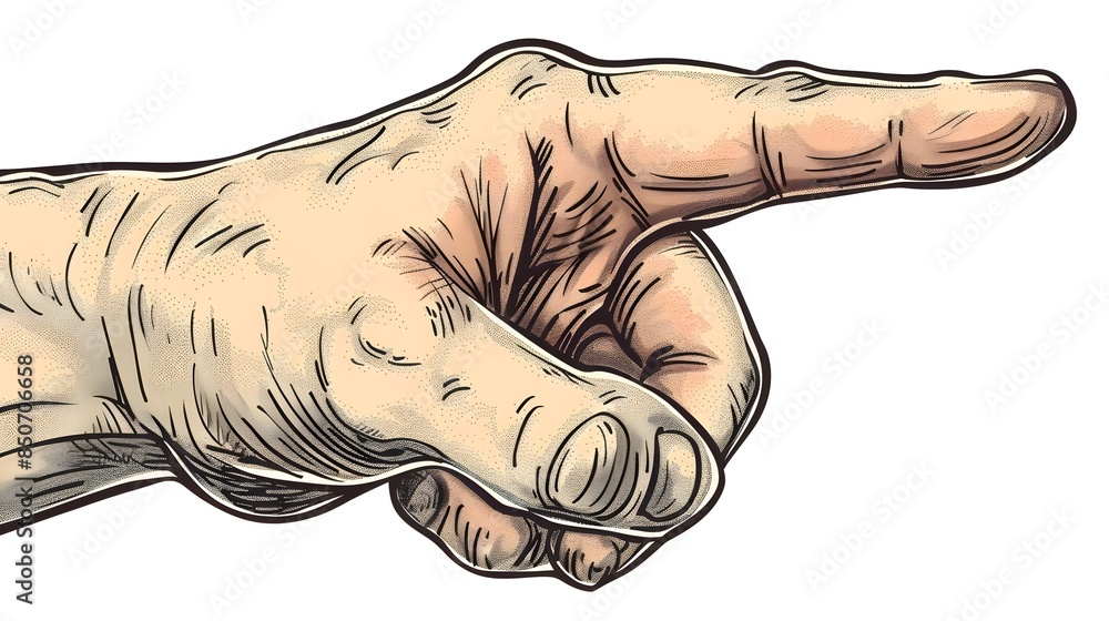 Poster detailed of hand pointing with extended index finger