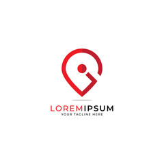 map pointer logo with the initial combination of the letter G