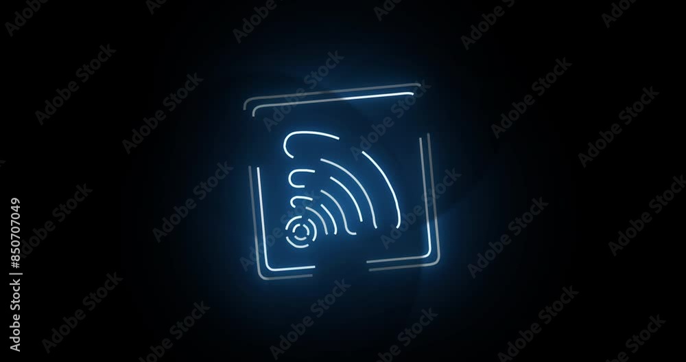 Aufkleber future, digital and neon for wireless network, big data in information technology for cybersecurity,