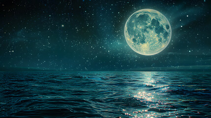 4 Surreal seascape with beautiful nebula in fisheye view