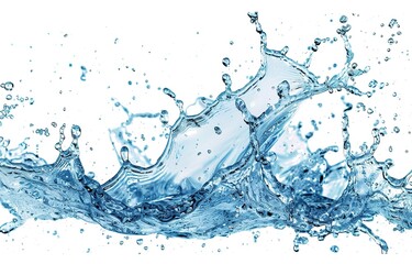 Obraz premium Blue water splashes on a white background