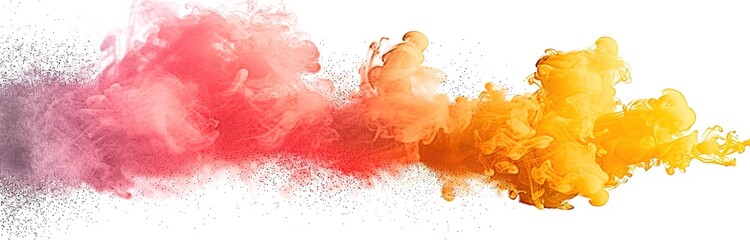 An illustration of pink orange and yellow smoke in a photo on a white background