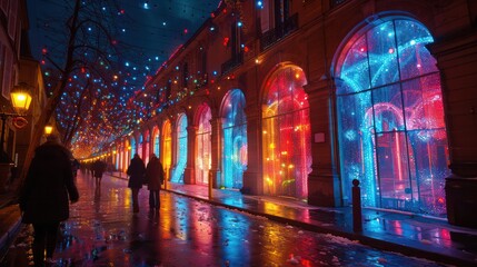 Fototapeta premium Spectacular light displays at Festival of Lights, France.