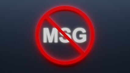 Sign no for Monosodium glutamate MSG C5H8NNaO4 in food - shining illuminated