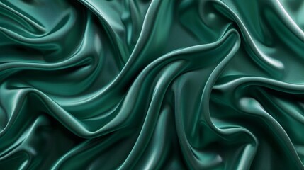 Obraz premium Abstract green silk background with smooth, flowing, and wavy fabric texture, perfect for luxury and elegance themed designs.