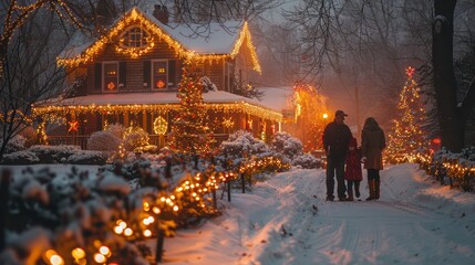 Families decorating homes at Christmas, worldwide.