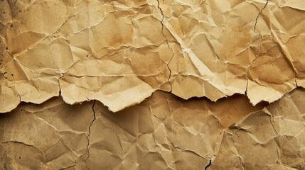 Close-up of torn edges on an old, yellowed paper background