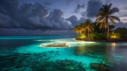 Fototapeta premium Tropical aerial landscape full of beauties, blue ocean with green mountains on archipelagos