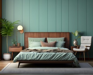 Wicker and fabric pouf, White sofa with wicker pouf and rattan lounge chair, Wicker and fabric pouf near white corner sofa