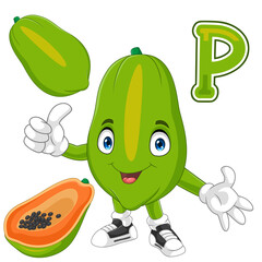 Cartoon cute paw paw papaya fruit giving a thumb up