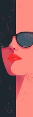 Barang with sunglasses in vibrant mid-century colors raspberry pink, cobblestone gray, clay. Playful flat vector art.
