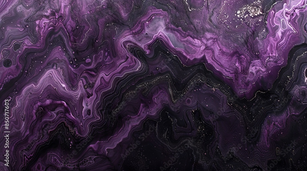 Poster purple and black marble texture with wavy lines and patterns.