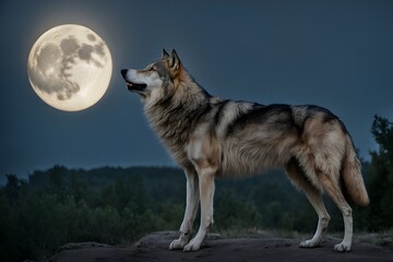 Fototapeta premium wolf howling at night