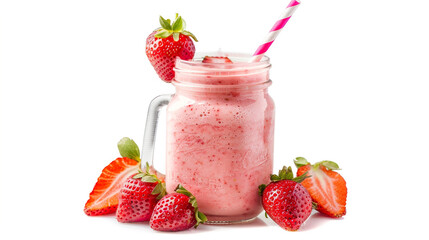 strawberry smoothie isolated on white
