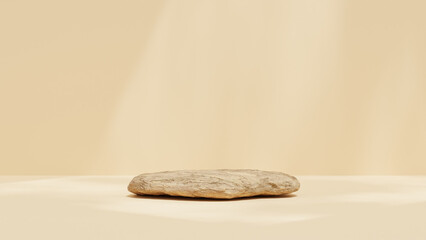 3D rendering illustration of empty space rock podium display for product mockup background showcasing merchandise in landscape