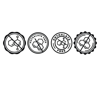 phthalate free icon symbol vector design badge round shape circle black white color template sets