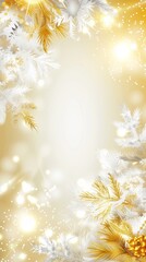 Festive Golden And White Holiday Background With Glowing Lights