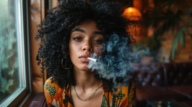 Teen girl smoking weed or tobacco - underage drug use concept