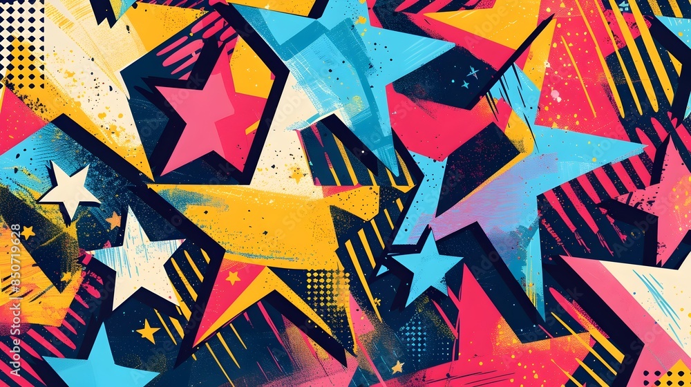 Aufkleber vibrant geometric abstract explosion of colorful shapes and patterns