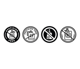 pesticide free icons symbol vector design simple black white color illustration templates