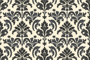 Black and White Damask Pattern Wallpaper