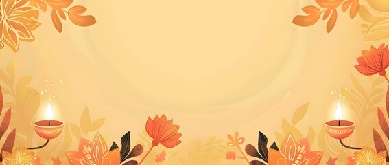 Vibrant Diwali Doodle Border Design with Blank Center for Message Background