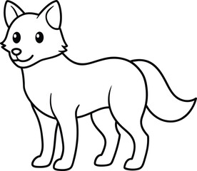Fox black and white vector illustration for coloring book