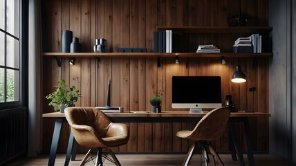 Interior is an office with 2 arm chair